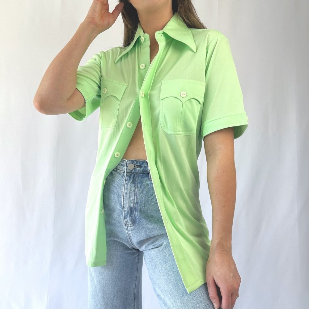 70s Deadstock Honeydew Button Down
